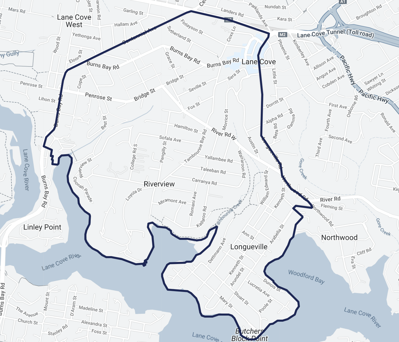 Lane Cove Central Ward map - Kathy Bryla - Independent for Lane Cove